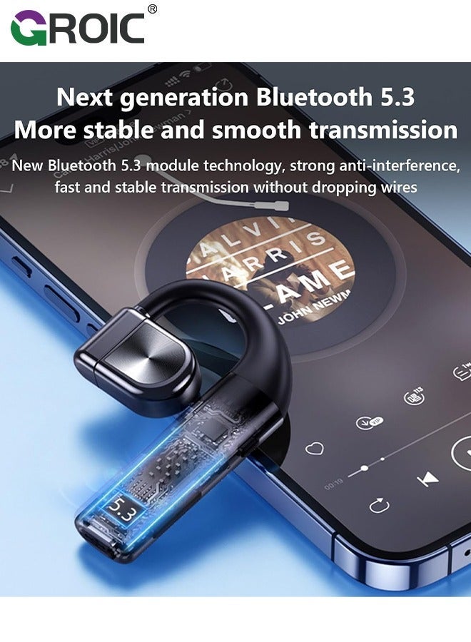 جرويك سماعة رأس بلوتوث لاسلكية، نوع الأذن المعلقة ليس داخل الأذن، رياضية ذات عرض رقمي أحادي الحركة، طويلة المدى لإلغاء الضوضاء، مقاومة للماء Ipx5، للرياضة والقيادة - Image 5