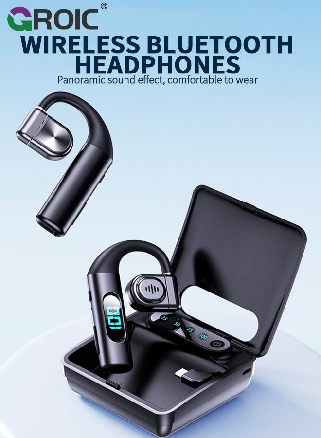 جرويك سماعة رأس بلوتوث لاسلكية، نوع الأذن المعلقة ليس داخل الأذن، رياضية ذات عرض رقمي أحادي الحركة، طويلة المدى لإلغاء الضوضاء، مقاومة للماء Ipx5، للرياضة والقيادة - Image 2