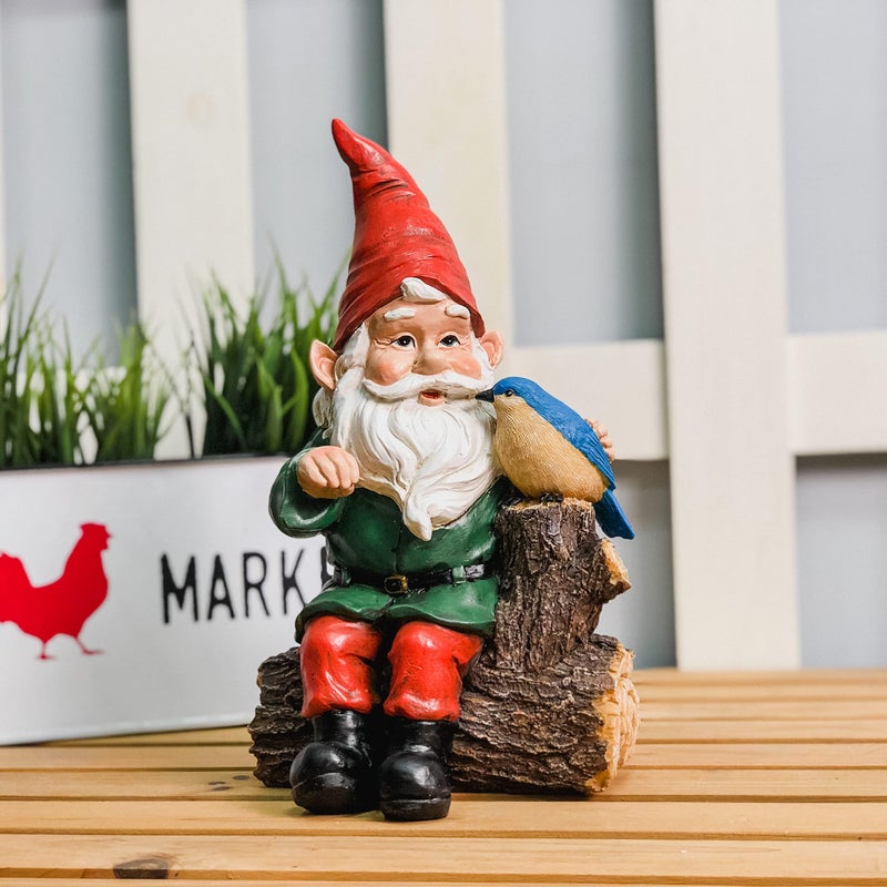 TZSSP Outdoor Gnome Statue Decoration Garden Statue HandPainted Statue with Bird Statue for PatioLawnGarden Decoration