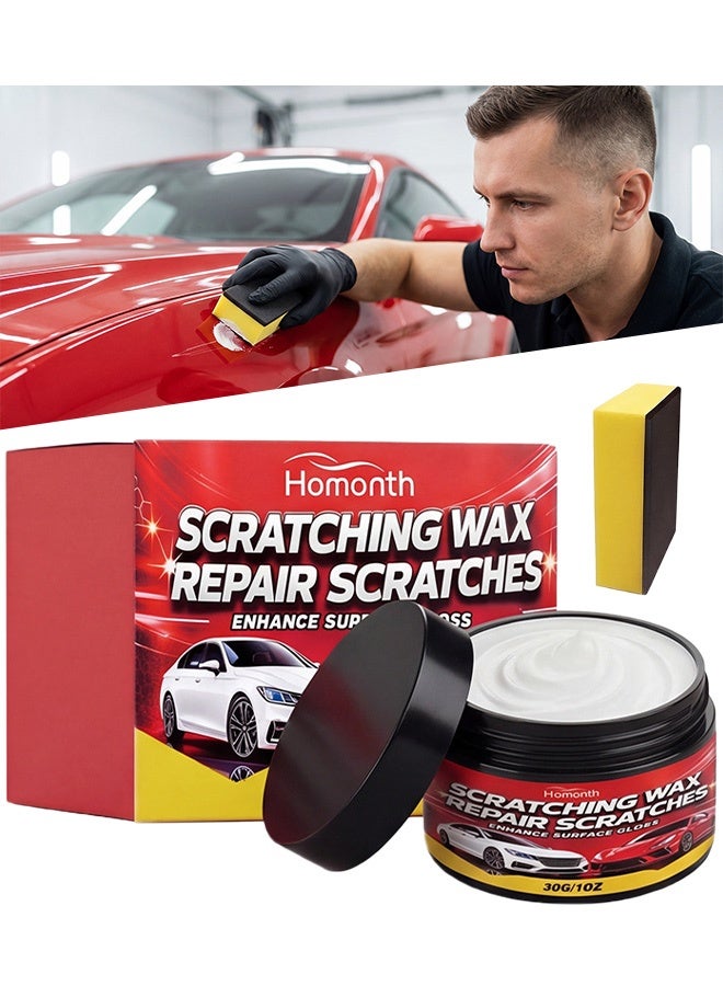 Homonth Scratch Wax Repair Scratches,Enahnce Surface Gloss,Remover Cream For Restoring Vehicle Gloss, With Free Polishing Sponge For DIY Car Care :30G - Image 1