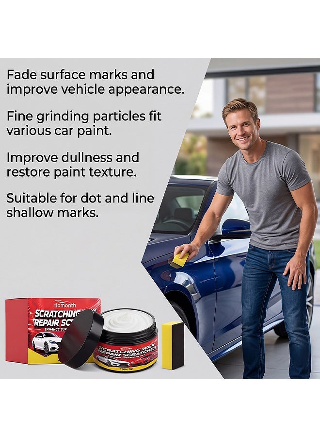 Homonth Scratch Wax Repair Scratches,Enahnce Surface Gloss,Remover Cream For Restoring Vehicle Gloss, With Free Polishing Sponge For DIY Car Care :30G - Image 5