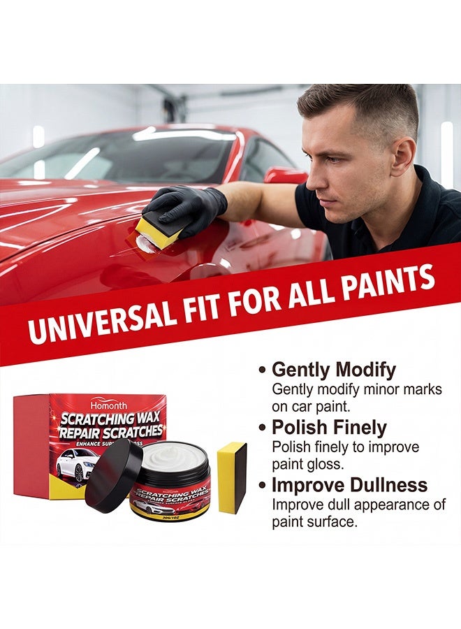 Homonth Scratch Wax Repair Scratches,Enahnce Surface Gloss,Remover Cream For Restoring Vehicle Gloss, With Free Polishing Sponge For DIY Car Care :30G - Image 3