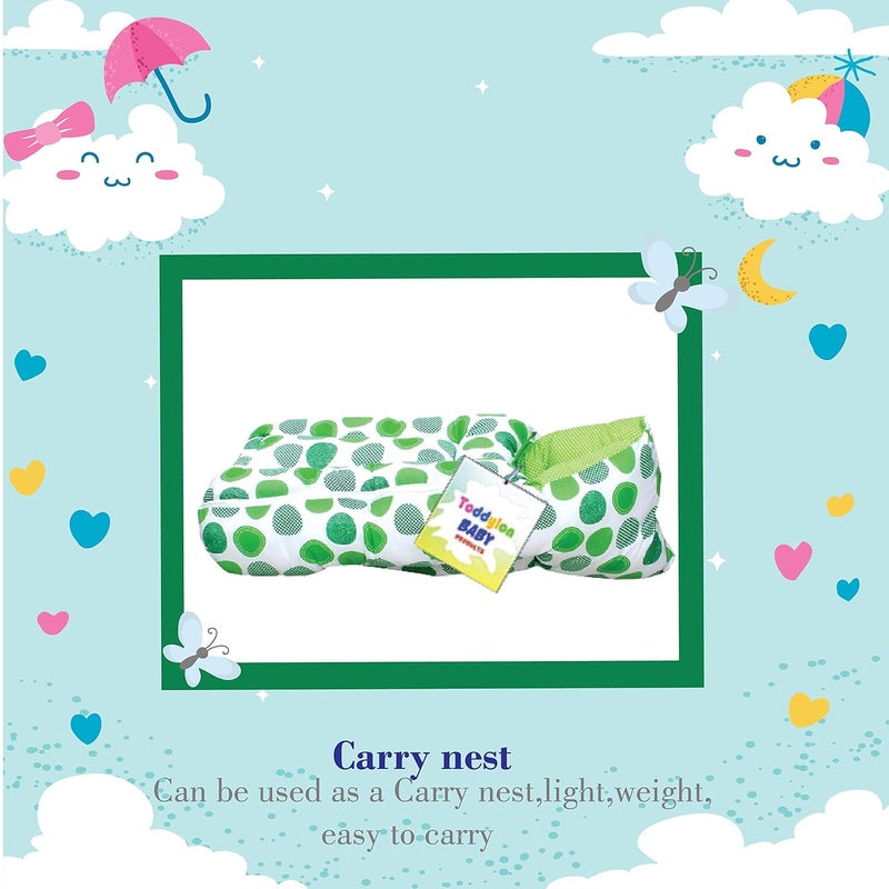 Toddylon Flat Bed Baby Carry Bags Baby 3 in 1 Baby Bed | Baby Wrapper | Holder | Newborn Baby Boys Girls | Wearable Blankets | Cotton (0-6 Months) Green - Image 4