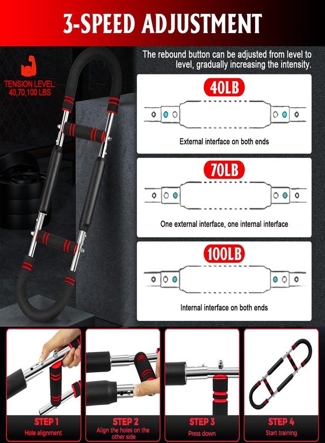 TPQKA Twister Arm Trainer, Adjustable Chest Workout Equipment, Arm Trainer for Men, Portable Power Twister Bar, Detachable Design Fitness Anywhere(Red, 40-100lb) - Image 4