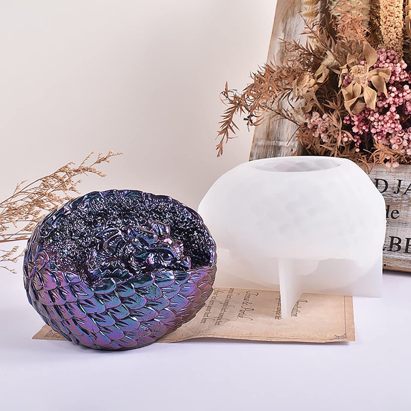 ESEDAGE Dragon Egg Molds Dinosaur Resin Mold - Resin Casting Silicone Molds for Home Decor & Candle Making Wave Spiral Mold - Image 5