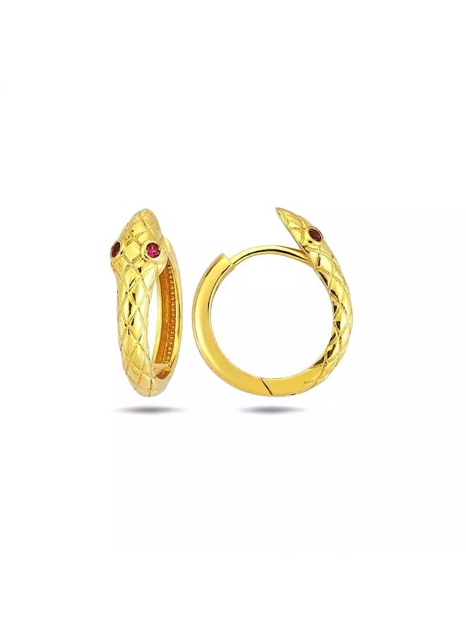 Ruby Art Gold 18K Pure Gold Earring for women, Snake Hoop Design - 2.25  Gram - Image 2