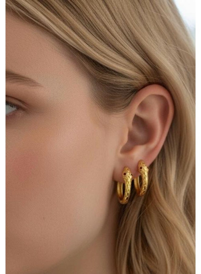 Ruby Art Gold 18K Pure Gold Earring for women, Snake Hoop Design - 2.25  Gram - Image 3