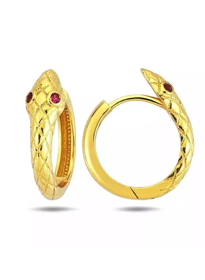 Ruby Art Gold 18K Pure Gold Earring for women, Snake Hoop Design - 2.25  Gram - Image 1