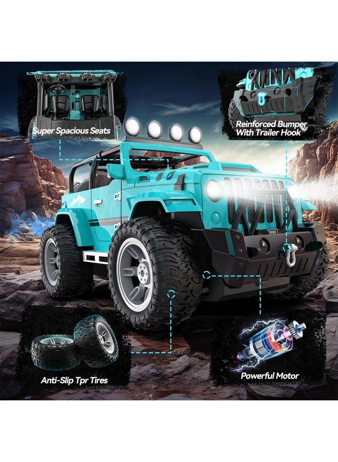 DEERC Remote Control Car With Fog Mist & Music 1:16 Remote Control Truck For Boys 2.4Ghz Rc Car Toy With 2 Batteries All Terrain Suv Gifts Crawler With Trailer Hitch - Image 4