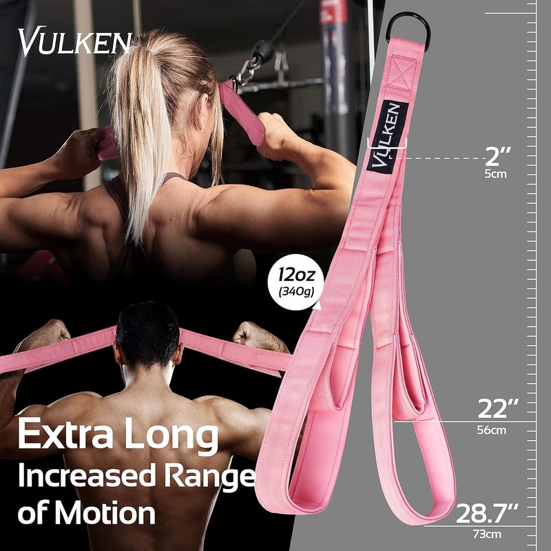 Vulken Tricep Rope Cable Attachment. 28.7 Inch & 22 Inch Two Lengths Built in One Pull Down Rope, Black & Pink - Image 2