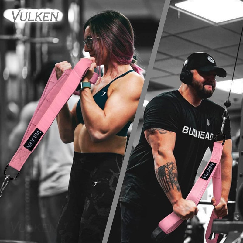 Vulken Tricep Rope Cable Attachment. 28.7 Inch & 22 Inch Two Lengths Built in One Pull Down Rope, Black & Pink - Image 4