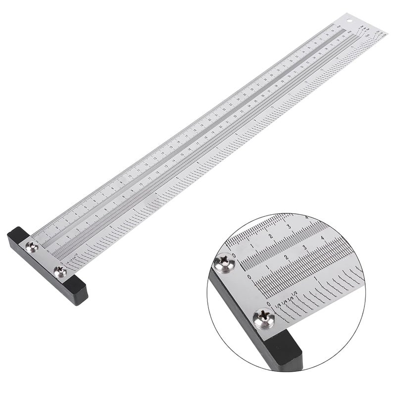Stainless Steel Woodworking Scribing Ruler 16 Inch Straight Pipe 6 Inch Gauging Tool - Image 3