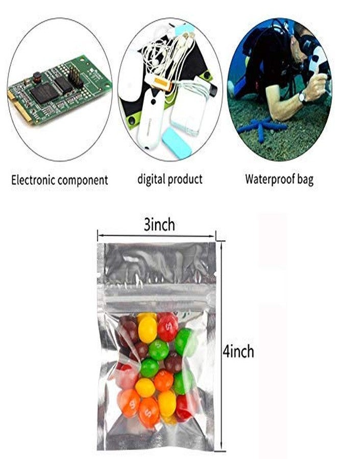 DonLeeving Luckycivia 200 PACK Resealable Clear Ziplock Smell Proof Pouch Aluminum Foil Zip Lock Bulk Food Storage Bag, Plastic Aluminum Material,3x4 inch - Image 2