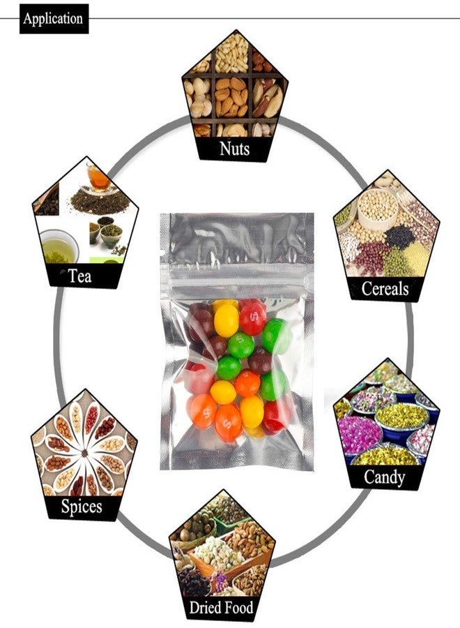 DonLeeving Luckycivia 200 PACK Resealable Clear Ziplock Smell Proof Pouch Aluminum Foil Zip Lock Bulk Food Storage Bag, Plastic Aluminum Material,3x4 inch - Image 5