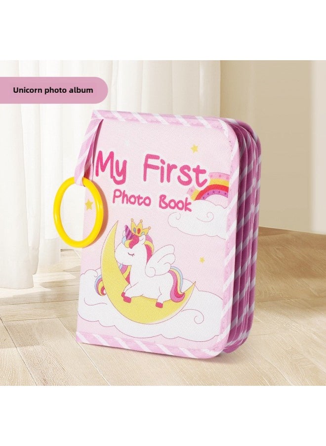 Baby Toys 0-1 Year Old Baby Cloth Book Early Education Tear Can Bite Tear Tear Book Hook And Loop Quiet Book-Color:Unicorn Photo Album Cloth Book  - Image 1