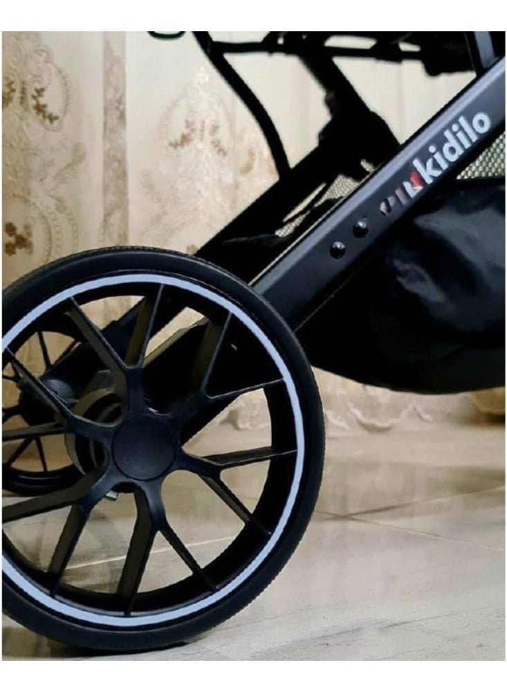 Kidilo K9G Baby Stroller, with a convertible design and convenient one-hand folding, with five-point safety harnesses, - color (brown) - Image 4