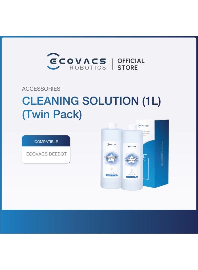 إيكوفاكس منظف ECOVACS سعة 1 لتر عبوة مزدوجة لأجهزة DEEBOT الروبوتية، محلول تنظيف الأرضيات متعدد الأسطح، تركيبة فعالة للمسح والتنظيف بدون آثار، متوافق مع جميع موديلات DEEBOT، للبلاط والرخام والسيراميك والخشب واللامينيت - Image 1