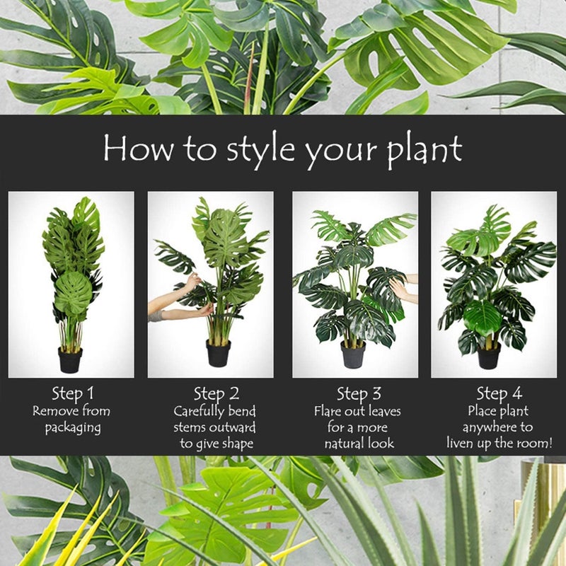 AMERIQUE 6 Feet Pair Gorgeous  Unique Royal Hawaiian Elephant Ear Artificial Plant with Giant Leaves UV Protection Feel Real Technology Green 2 Tree - Image 5