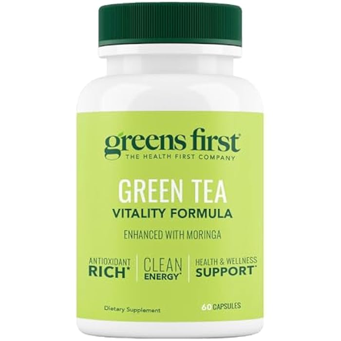 Greens First Green Tea Vitality Formula - Enhanced with Moringa - Antioxidant-Rich for Clean Energy - Vegan & Gluten-Free - Powerful Blend for Energy & Overall Wellness (60 Capsules) - Image 1