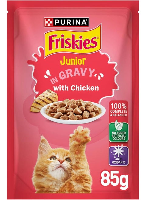 Friskies Junior Chicken Chunks In Gravy Wet Cat Food Pouch 85 grams