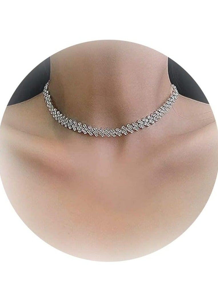 أوزيغالور حلقة العنق الجواهرية مع الحلقات الكريستالية السلسلة ذهبية زراج الصلب الصف الجواهري الموضة المنهجية البسيطة حفلات الخطوبة الملابس الإكسسوارات للنساء - Image 1