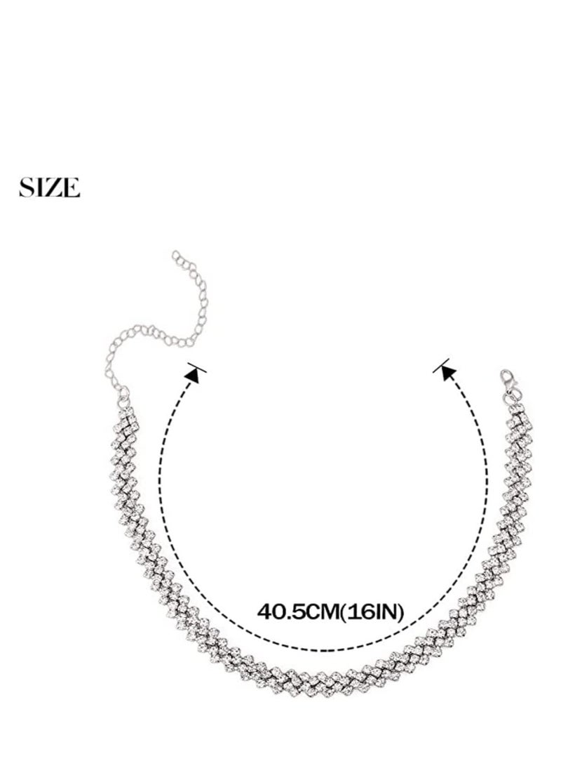 أوزيغالور حلقة العنق الجواهرية مع الحلقات الكريستالية السلسلة ذهبية زراج الصلب الصف الجواهري الموضة المنهجية البسيطة حفلات الخطوبة الملابس الإكسسوارات للنساء - Image 2