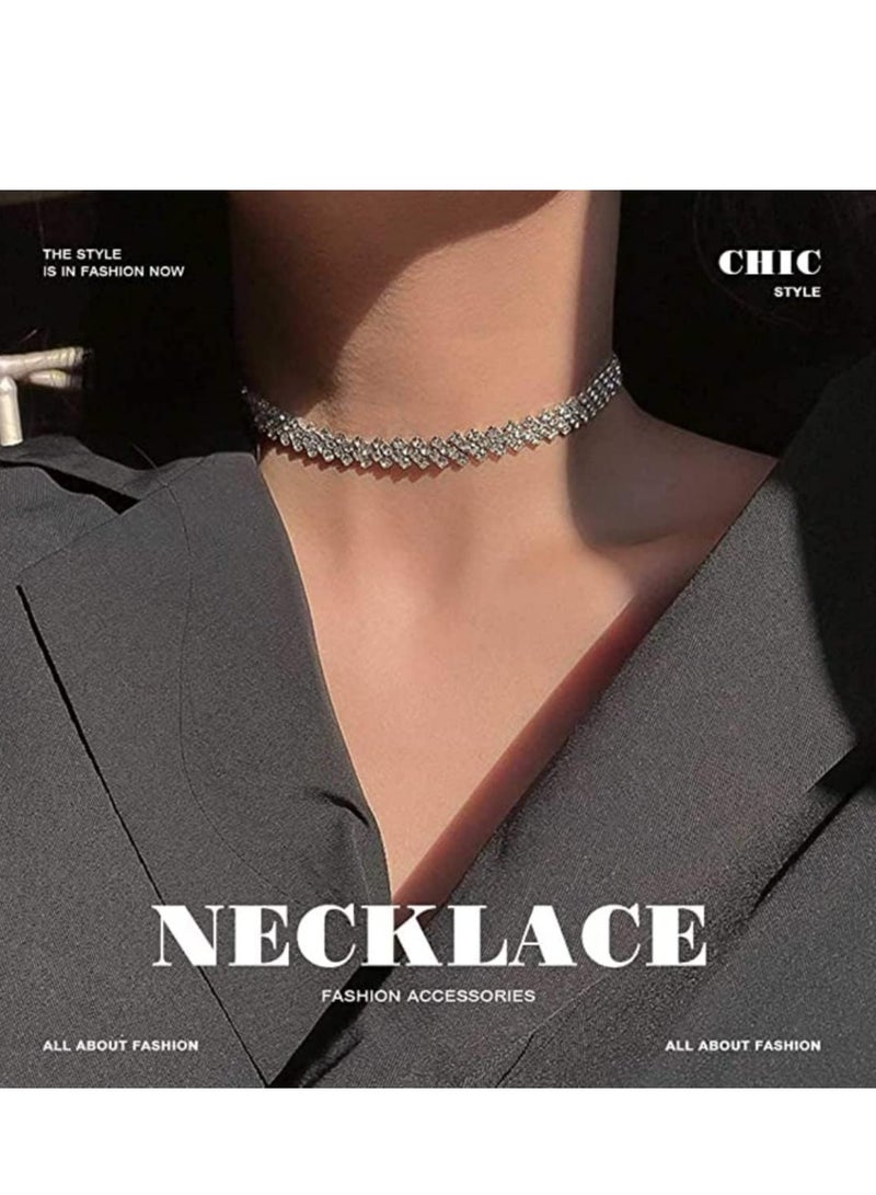 أوزيغالور حلقة العنق الجواهرية مع الحلقات الكريستالية السلسلة ذهبية زراج الصلب الصف الجواهري الموضة المنهجية البسيطة حفلات الخطوبة الملابس الإكسسوارات للنساء - Image 4