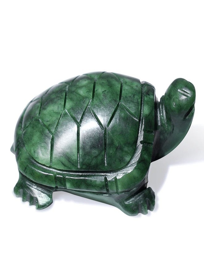 gemshan Jade Turtle Statue Natural Jade Gemstone Cute Animal Sculpture for Longevity and Luck 3 Inch - Image 1