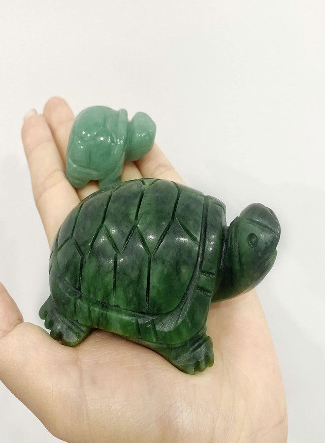 gemshan Jade Turtle Statue Natural Jade Gemstone Cute Animal Sculpture for Longevity and Luck 3 Inch - Image 2