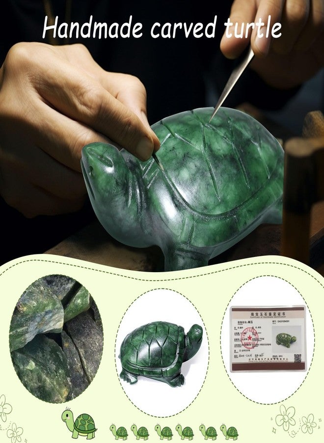 gemshan Jade Turtle Statue Natural Jade Gemstone Cute Animal Sculpture for Longevity and Luck 3 Inch - Image 4