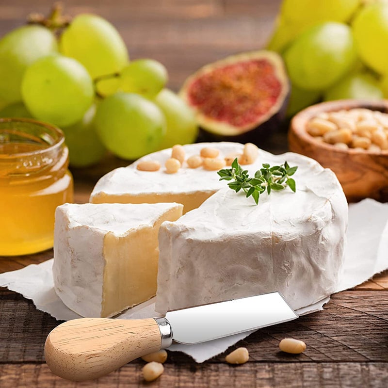 Cheese Knife Set of 4 Pieces Stainless Steel Wooden Handle Cheese Knife Set, Cheese Cutter, Pizza Cutter Fork, For Butter & Candy & Cheese Salad - Image 3