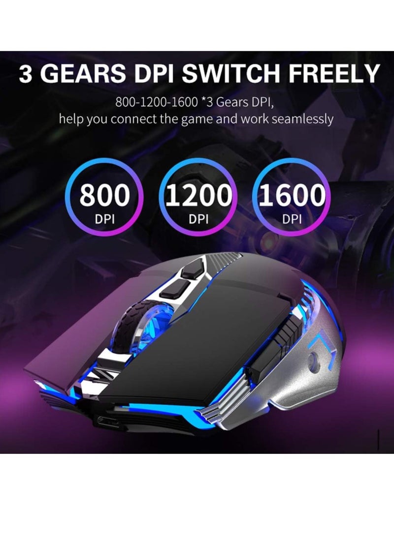 AULA - AULA SC200 Wireless Bluetooth Gaming Mouse, LED Backlit, Side Buttons, Tri-Mode (2.4GHz + BT5.0 + BT3.0) – Gray - Image 1