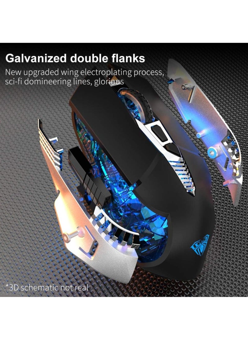 AULA - AULA SC200 Wireless Bluetooth Gaming Mouse, LED Backlit, Side Buttons, Tri-Mode (2.4GHz + BT5.0 + BT3.0) – Gray - Image 1