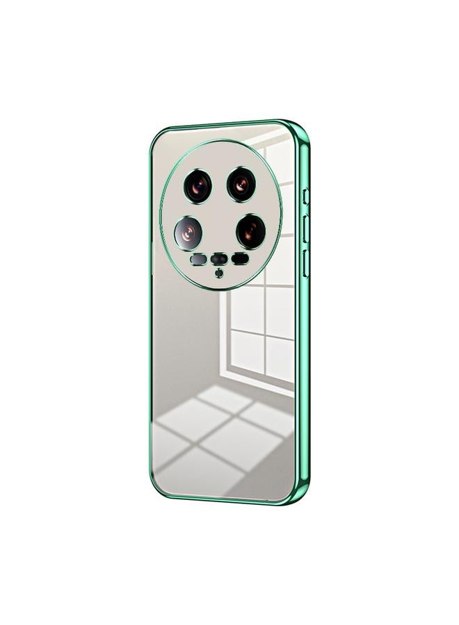 For Xiaomi 14 Ultra Transparent Plating Fine Hole Phone Case(Green)