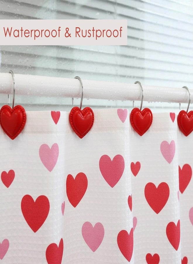 SUPROD 12PCS Red Heart Shower Curtain Hooks Valentine's Day Bathroom Decorative, Shower Curtain Hangers Rings Stainless Steel - Image 3