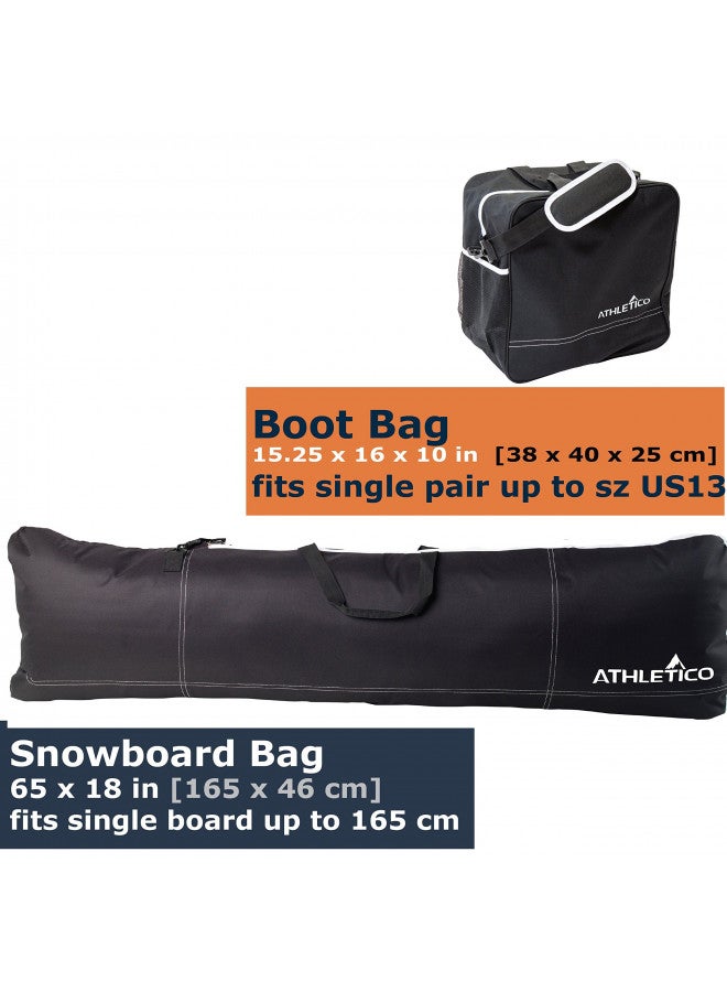 Athletico Athletico Two-Piece Snowboard and Boot Bag Combo | Store & Transport Snowboard Up to 165 CM and Boots Up To Size 13 | Includes 1 Snowboard Bag & 1 Boot Bag (Black) - Image 2
