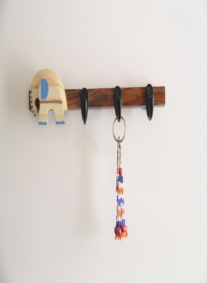 IVEI Key Holder for Wall - Stylish Wooden Hook Holder for Clothes & Bags - Key/Cloth Organizer Wall Hooks - Wall Mounted Unique Key Holder for Home Decor/Office Décor with Handcrafted Elephant - Image 4