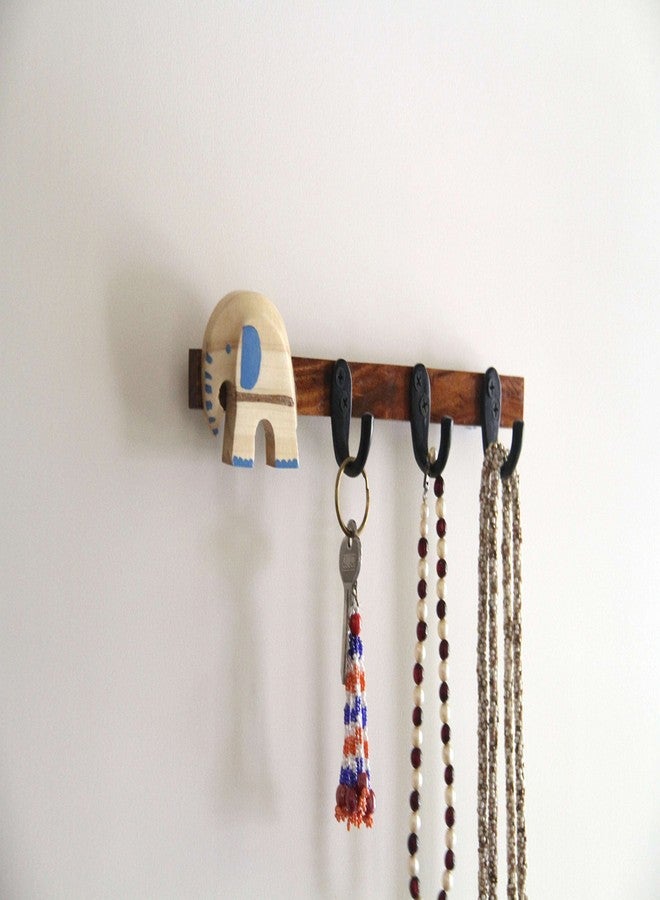 IVEI Key Holder for Wall - Stylish Wooden Hook Holder for Clothes & Bags - Key/Cloth Organizer Wall Hooks - Wall Mounted Unique Key Holder for Home Decor/Office Décor with Handcrafted Elephant - Image 2
