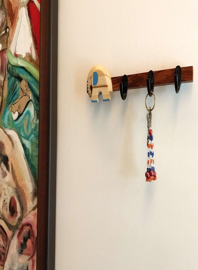 IVEI Key Holder for Wall - Stylish Wooden Hook Holder for Clothes & Bags - Key/Cloth Organizer Wall Hooks - Wall Mounted Unique Key Holder for Home Decor/Office Décor with Handcrafted Elephant - Image 5
