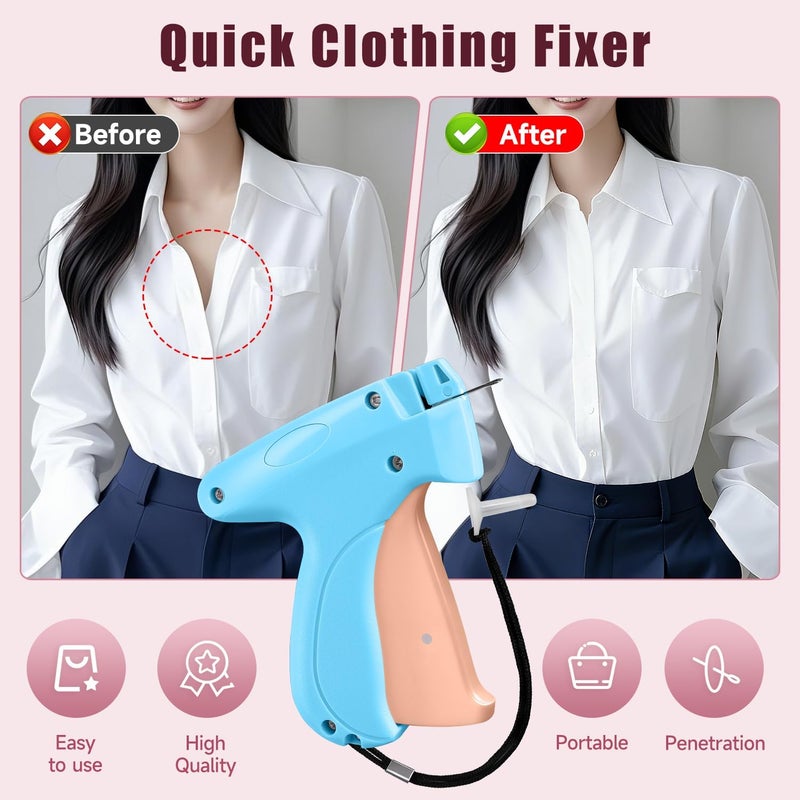 KEEUH Stitchy Micro Tagging Gun Blue and Pink - Total 4000 Fasteners Portable Hemming Tool Applicable to Temporary Hems on Shirt Sleeves Pants and Dresses - Image 4