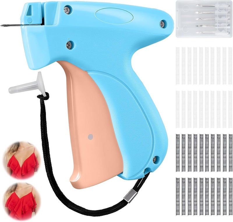 KEEUH Stitchy Micro Tagging Gun Blue and Pink - Total 4000 Fasteners Portable Hemming Tool Applicable to Temporary Hems on Shirt Sleeves Pants and Dresses - Image 1