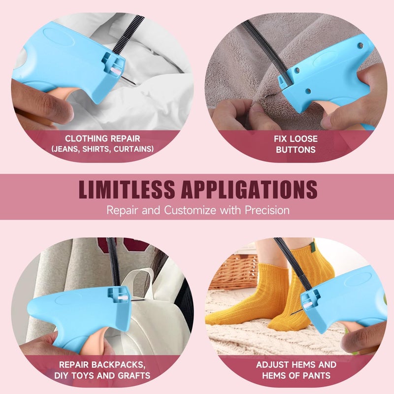 KEEUH Stitchy Micro Tagging Gun Blue and Pink - Total 4000 Fasteners Portable Hemming Tool Applicable to Temporary Hems on Shirt Sleeves Pants and Dresses - Image 5