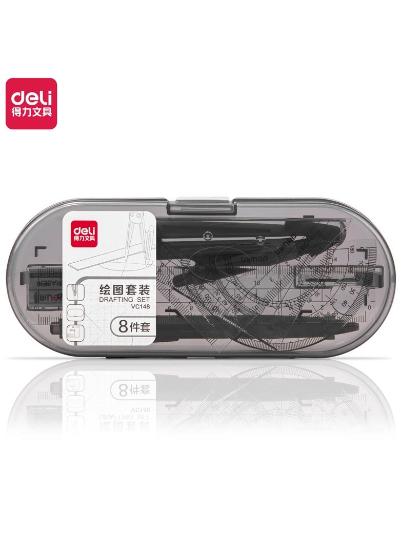 مجموعة أدوات الرسم الهندسي للطلاب من ديلي VC148 – 8 أدوات مع مقابض مانعة للانزلاق (مسطرة، منقلة، فرجار).