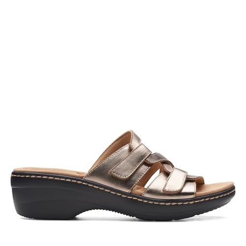 Clarks Collection Women's Merliah Karli Wedge Sandal, Metallic Leather, 5 Medium US - Image 2