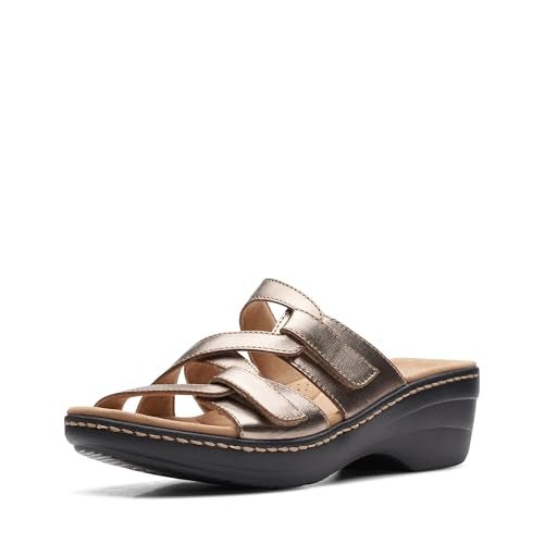 Clarks Collection Women's Merliah Karli Wedge Sandal, Metallic Leather, 5 Medium US - Image 1