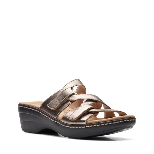 Clarks Collection Women's Merliah Karli Wedge Sandal, Metallic Leather, 5 Medium US - Image 3