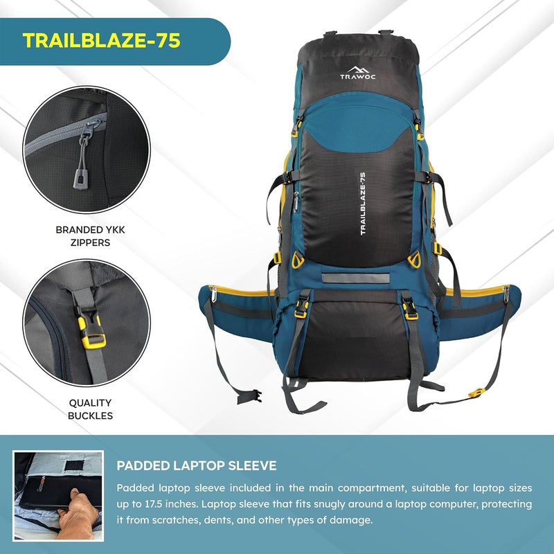 TRAWOC TRAILBLAZE 75L Rucksack for Outdoor Adventures - Image 2