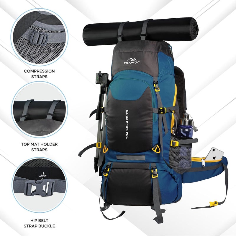 TRAWOC TRAILBLAZE 75L Rucksack for Outdoor Adventures - Image 5
