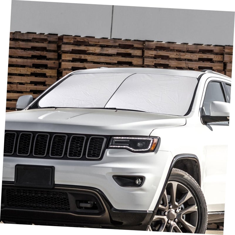 Silver Car Sunshade Durable Auto Uv Protection Cover Fit for Cars Suvs Trucks Includes Storage Pouch - Image 4