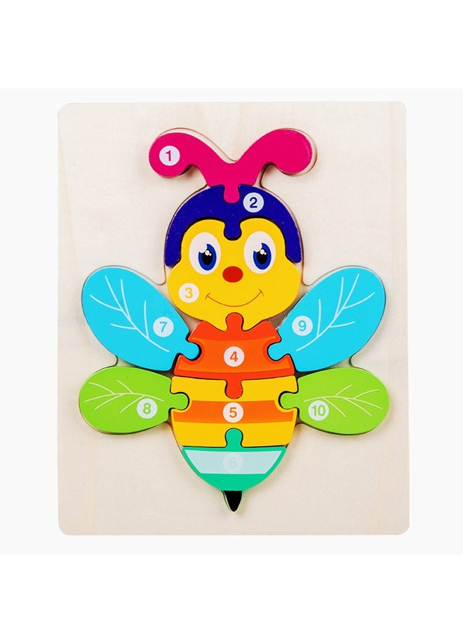 HALAMODO Colorful Wooden Animal Bee Jigsaw Puzzle for Kids Aged 3-7 Animal Toddler Puzzles Baby Montessori Toys for Girl Boy Ideal Gift - Image 3